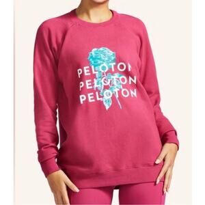 Peloton Everyday Oversized Crewneck Sweatshirt Red Pink Size Small New
